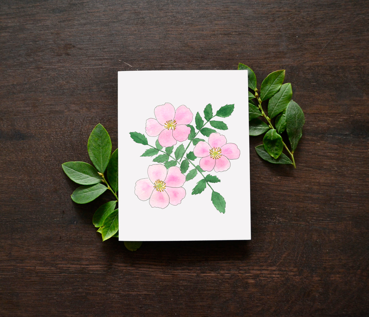 Nootka Rose Watercolor Card