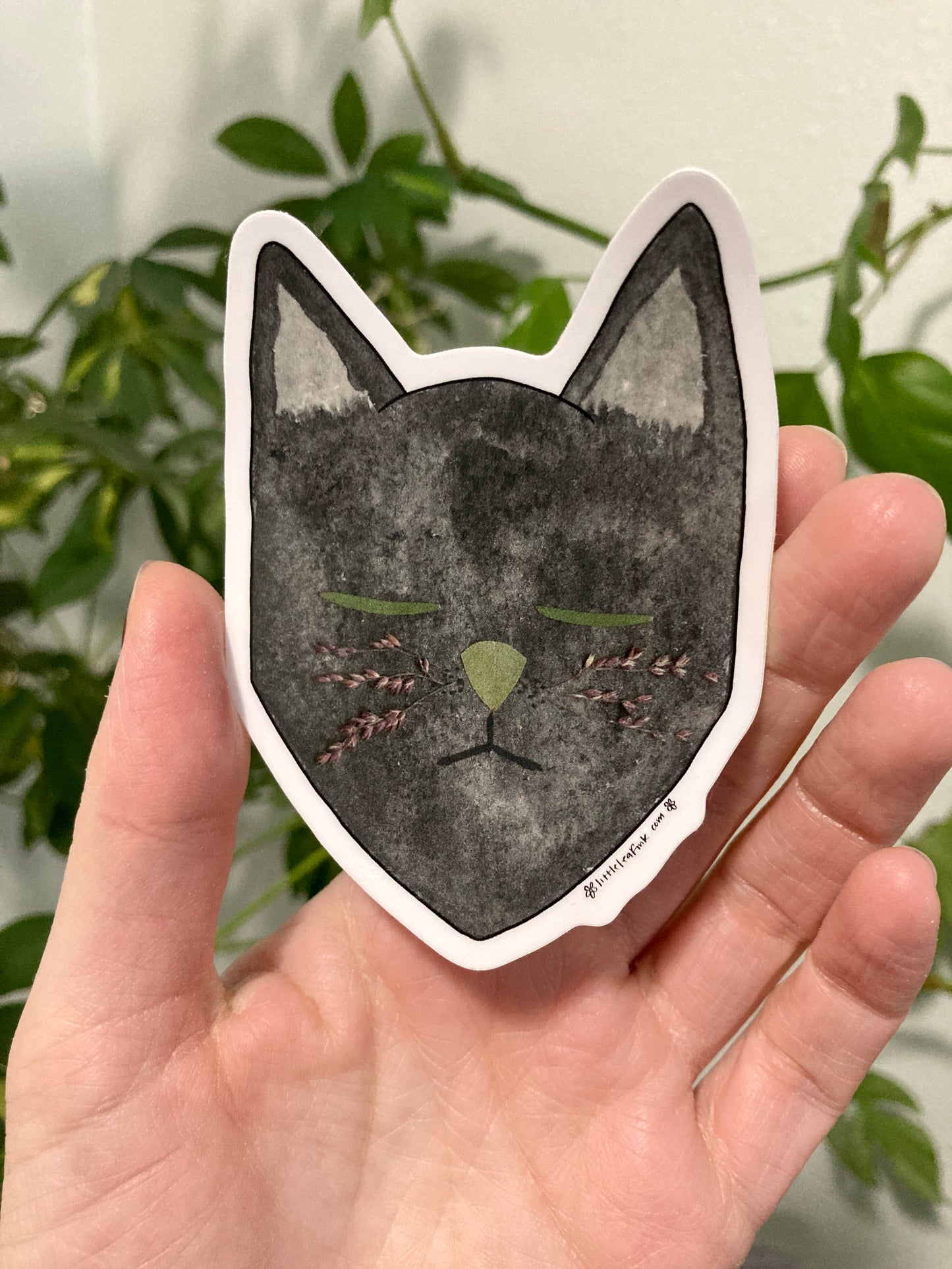 Flower Eye Black Cat Vinyl Sticker