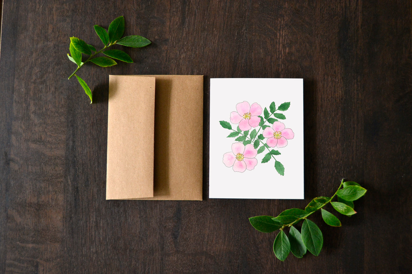 Nootka Rose Watercolor Card