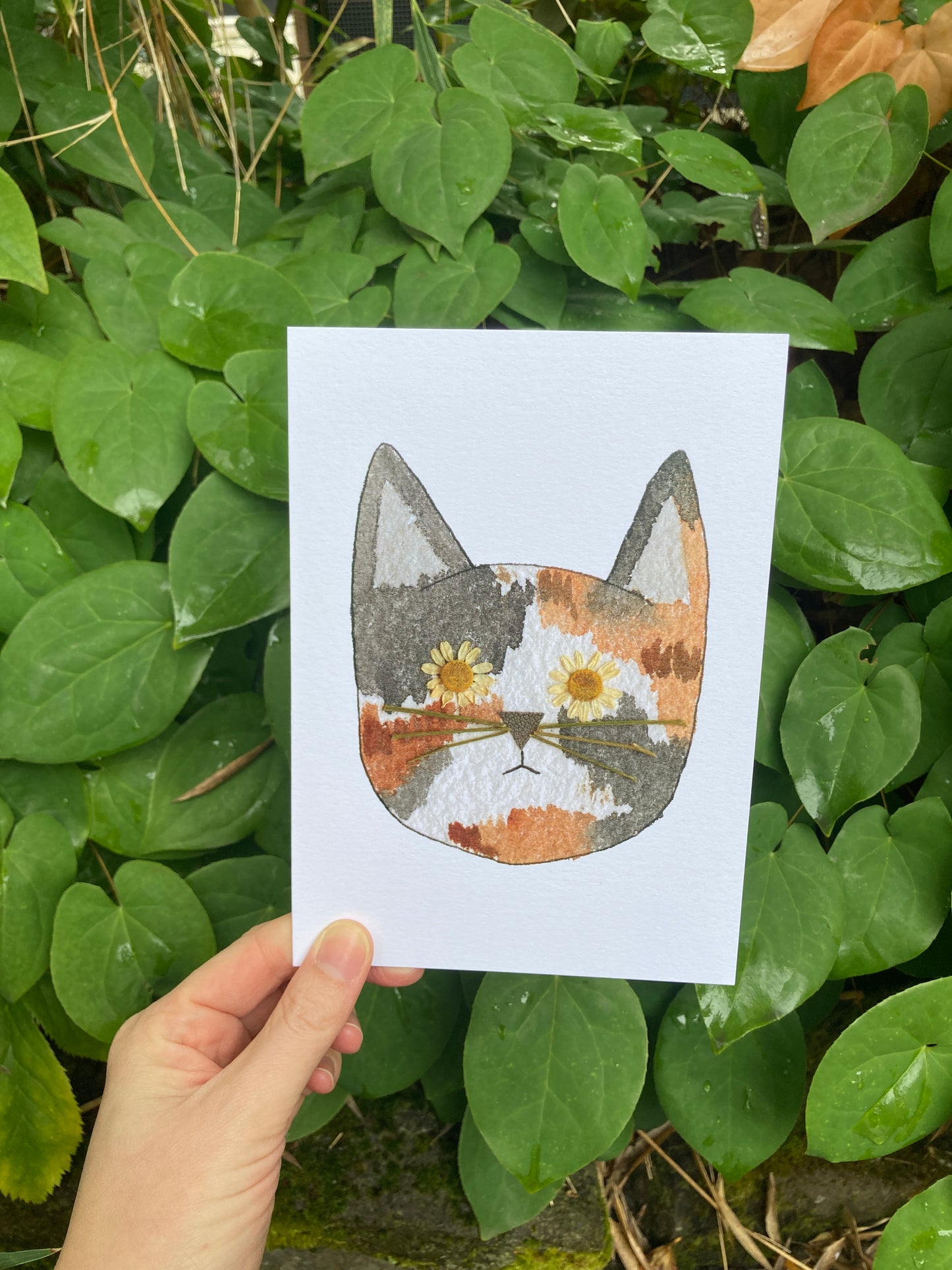 Calico Cat Flower Eye Frameable Card