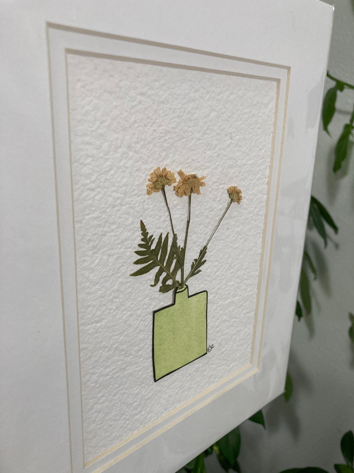Pressed Flower & Watercolor Bud Vase