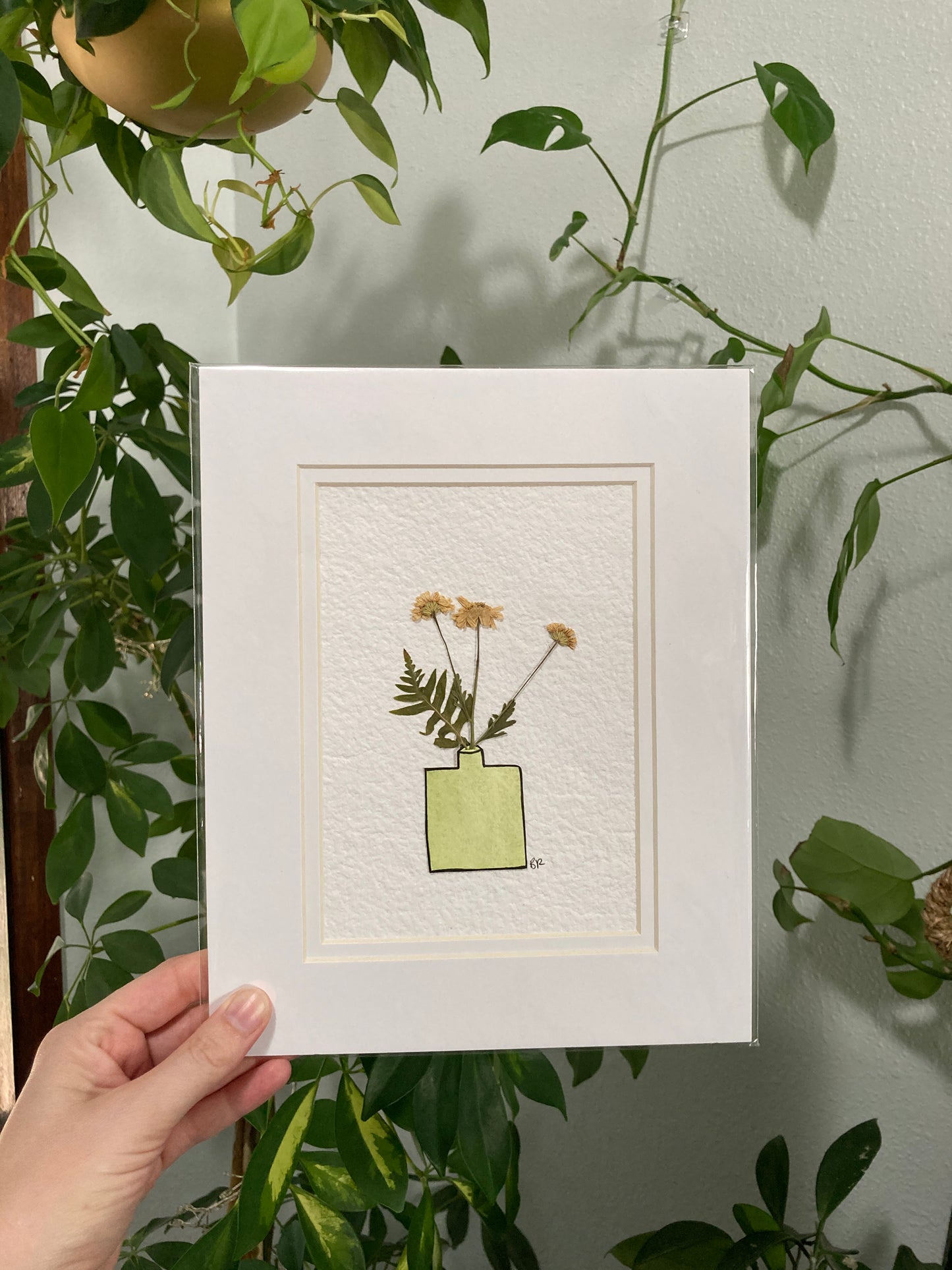 Pressed Flower & Watercolor Bud Vase
