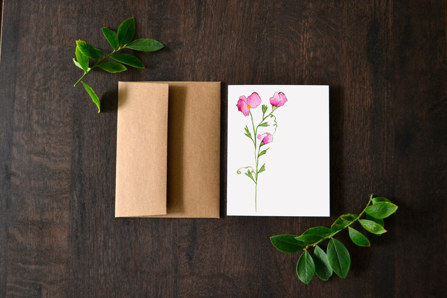 Sweet Pea Watercolor Greeting Card