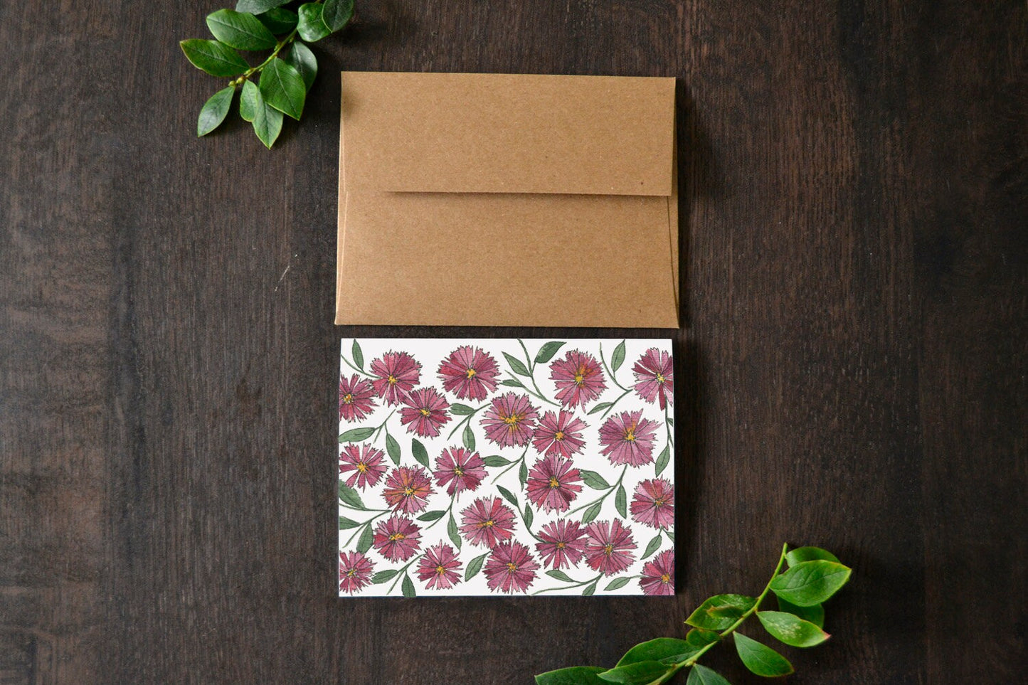 Pink Abstract Florals Watercolor Card