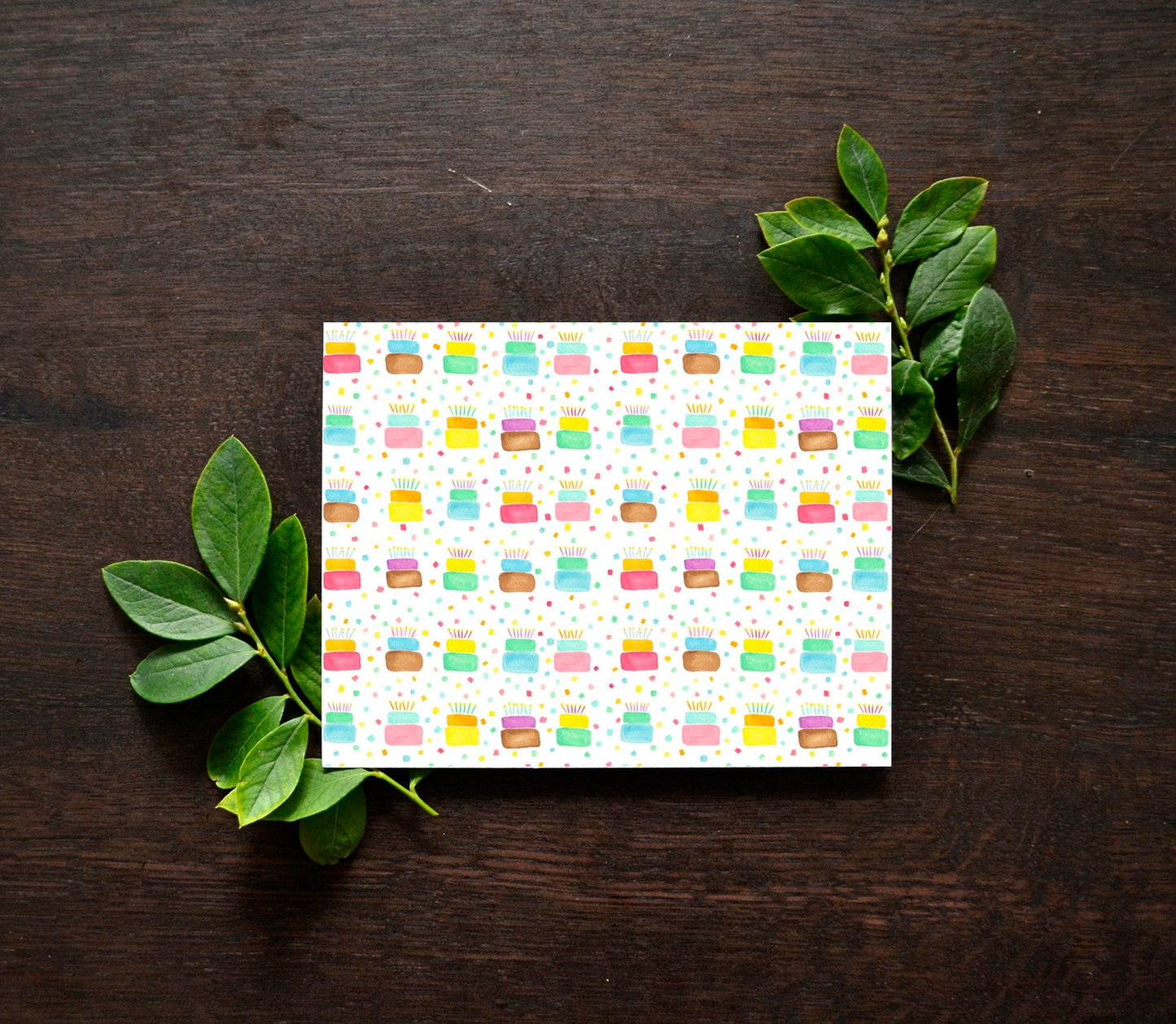 Birthday Cakes and Confetti Watercolor Card
