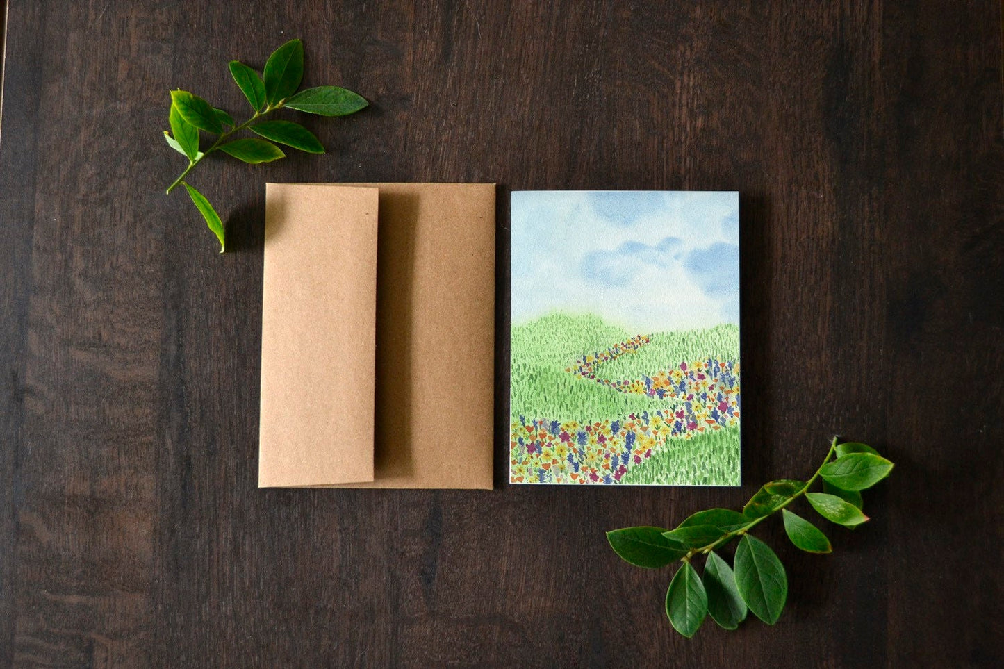 Flower Meadow Watercolor Card