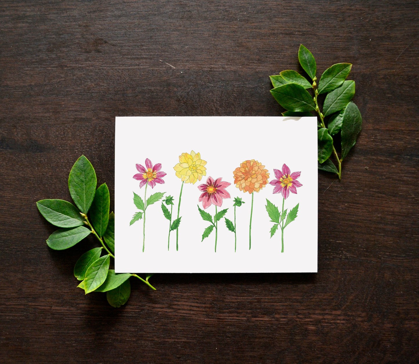 Dahlia Party Watercolor Card