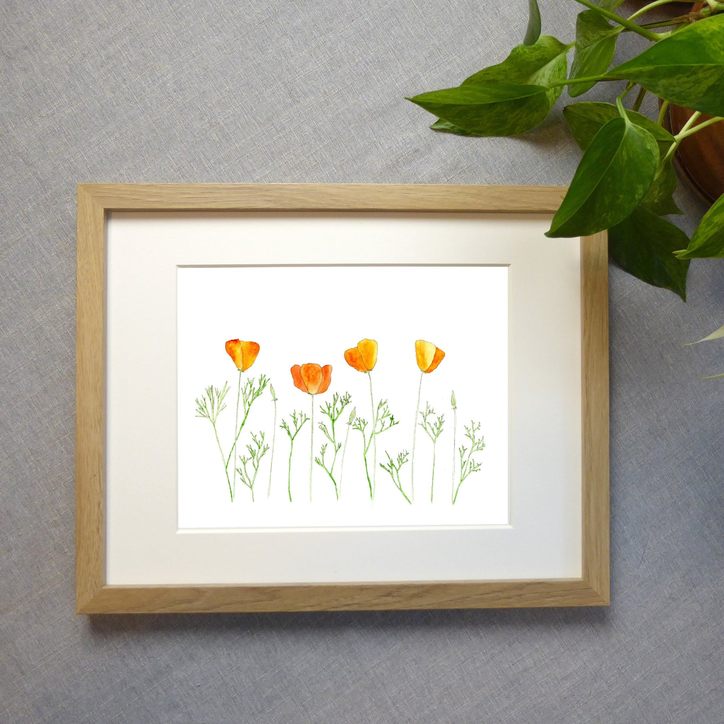 Orange Poppies Watercolor Print