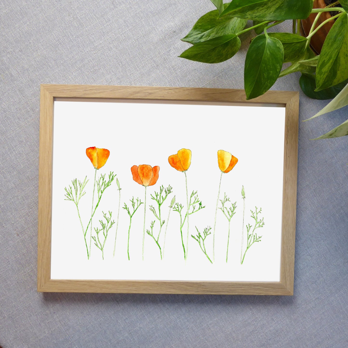 Orange Poppies Watercolor Print