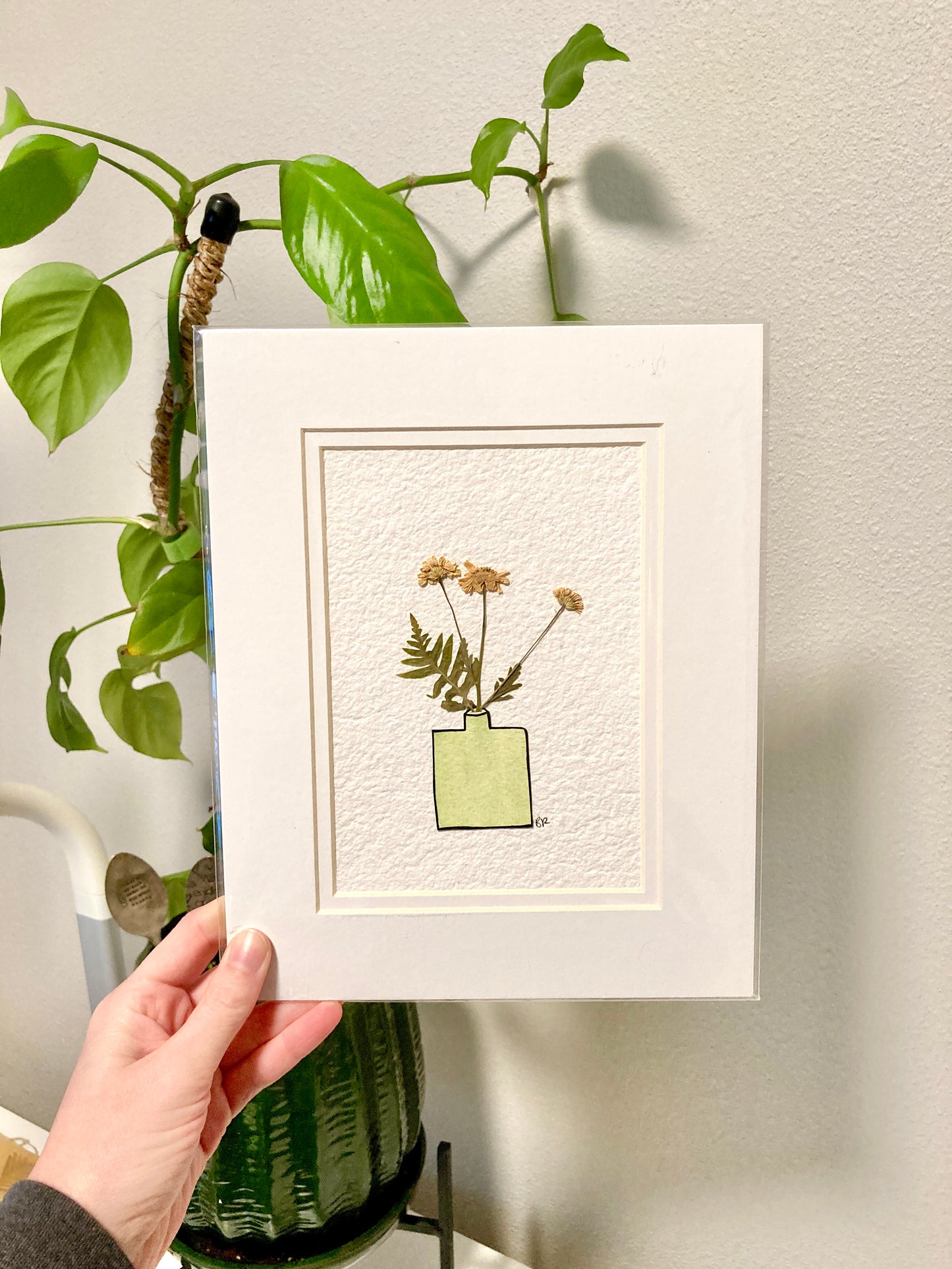 Pressed Flower & Watercolor Bud Vase