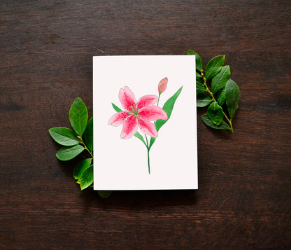 Stargazer Lily Watercolor Card