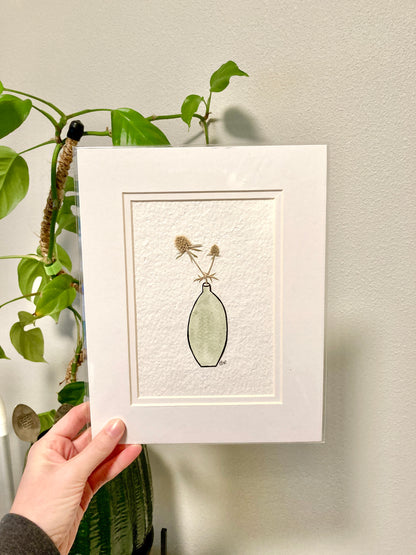 Pressed Flower & Watercolor Bud Vase