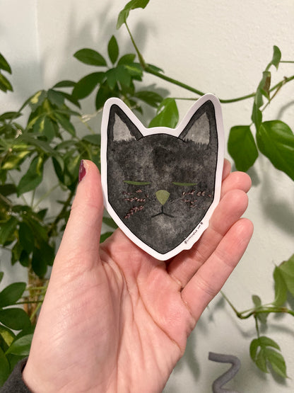 Flower Eye Black Cat Vinyl Sticker