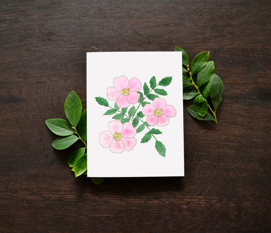 Nootka Rose Watercolor Card