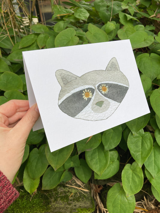 Raccoon Flower Eye Frameable Card