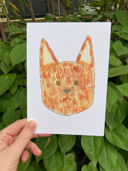 Orange Cat Flower Eye Frameable Card