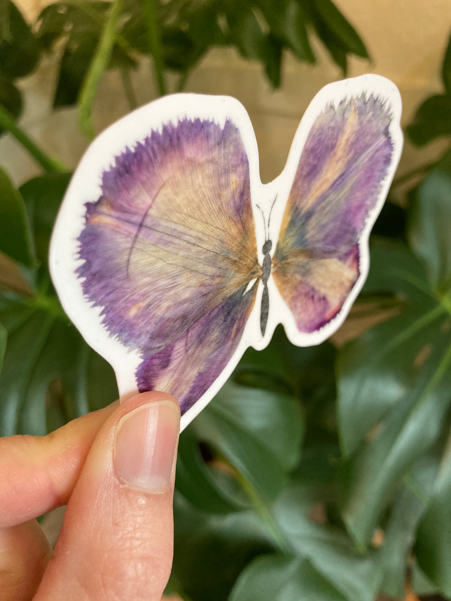 Purple Tulip Petal Butterfly Vinyl Sticker