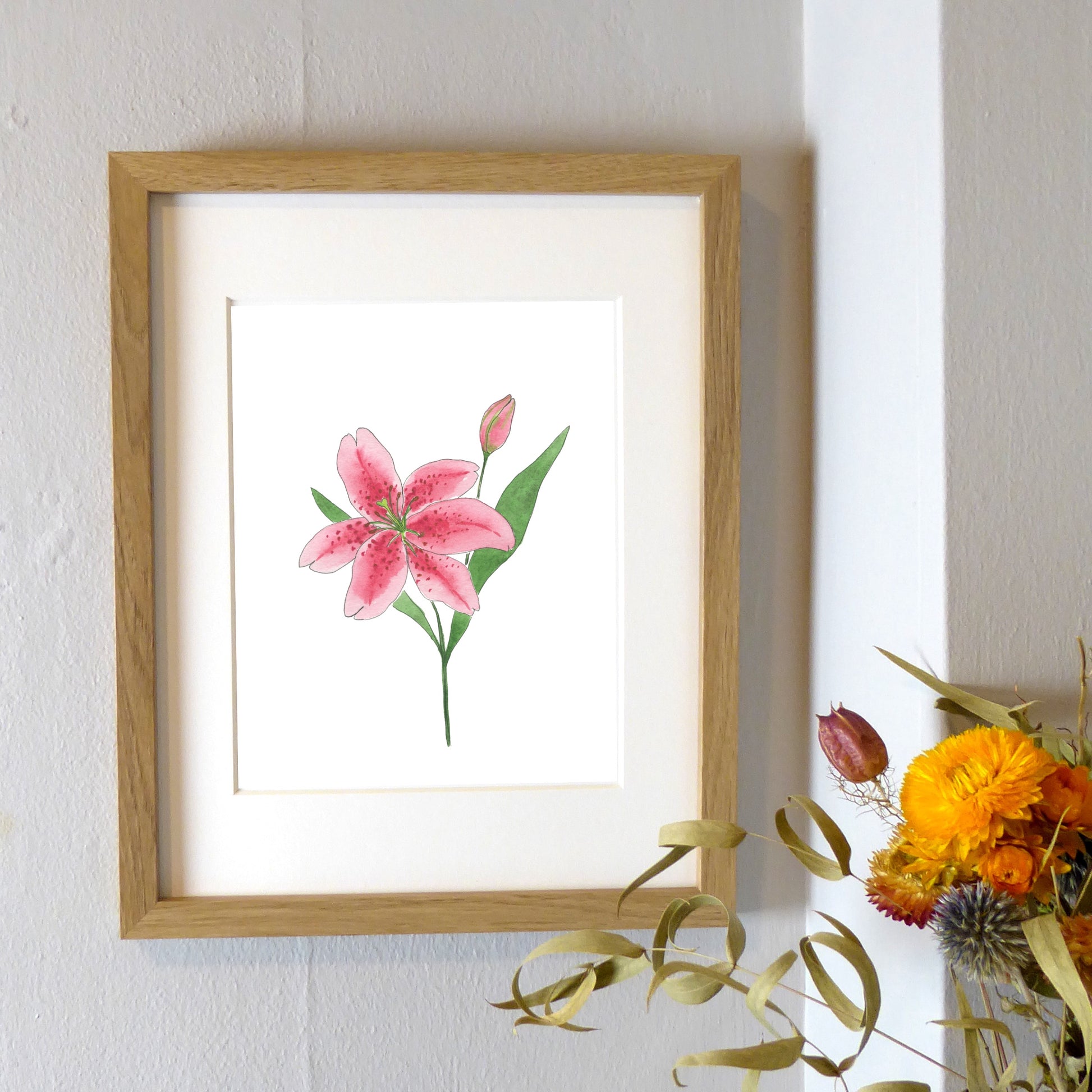 lily flower watercolor painting Stargazer Lily Watercolor Print – Little Leaf Ink