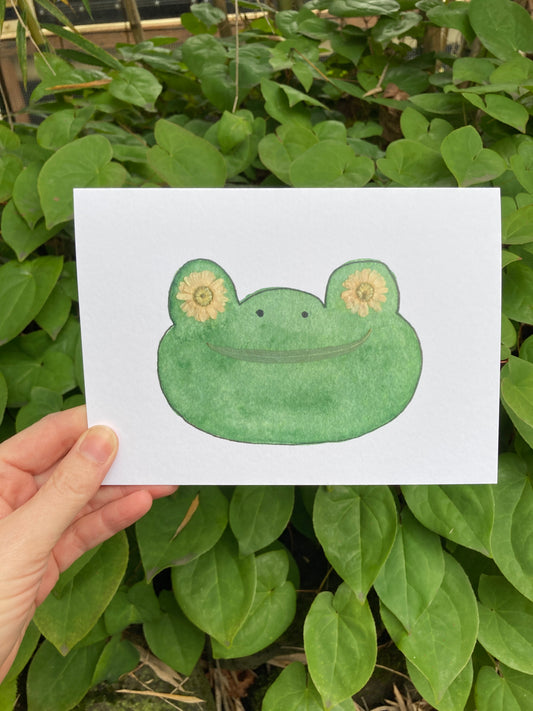 Frog Flower Eye Frameable Card