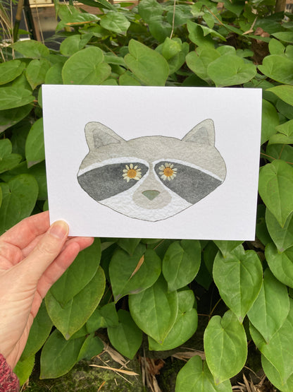 Raccoon Flower Eye Frameable Card