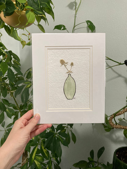 Pressed Flower & Watercolor Bud Vase