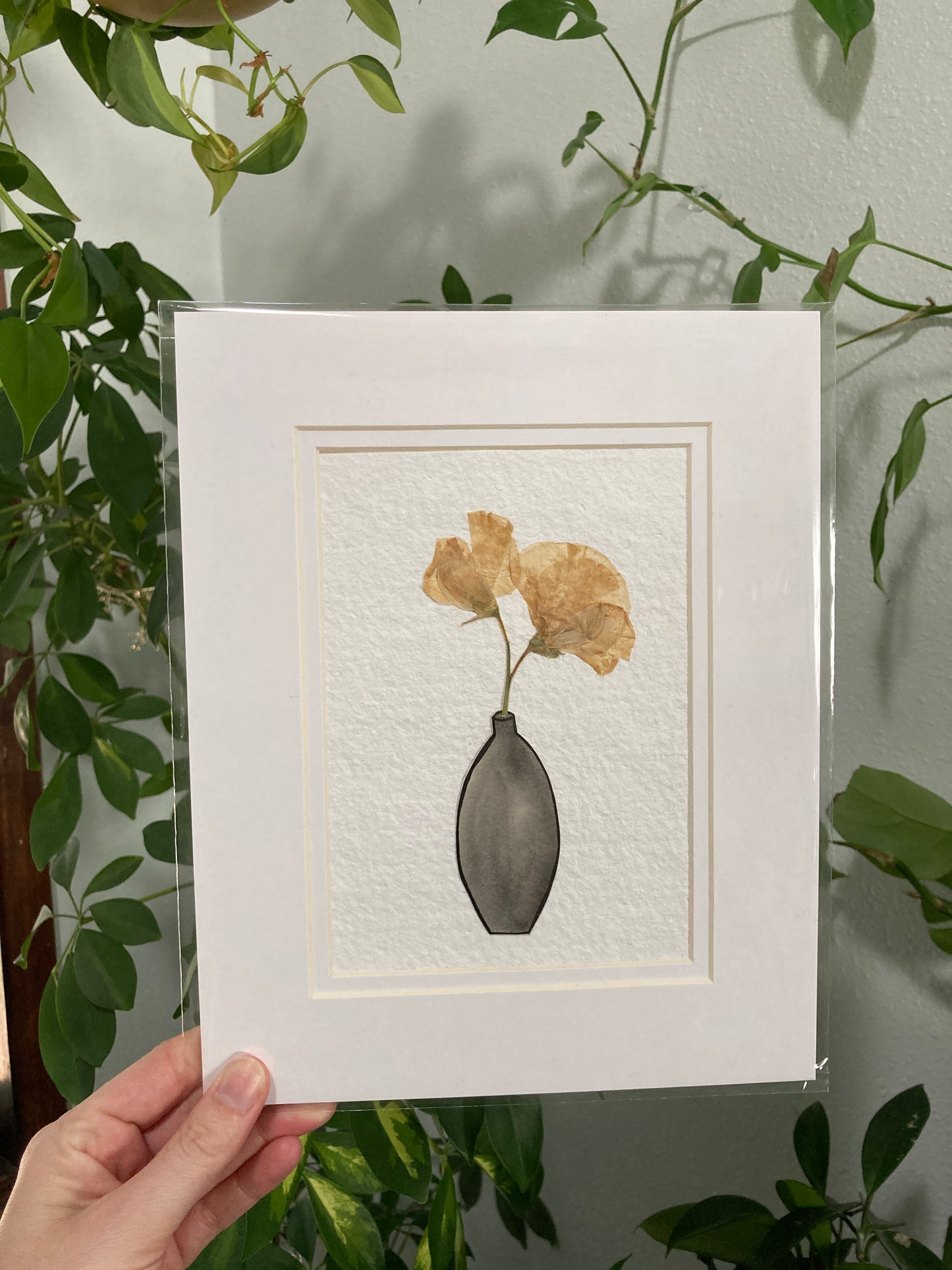 Pressed Flower & Watercolor Bud Vase