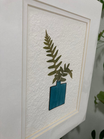 Pressed Fern & Watercolor Bud Vase