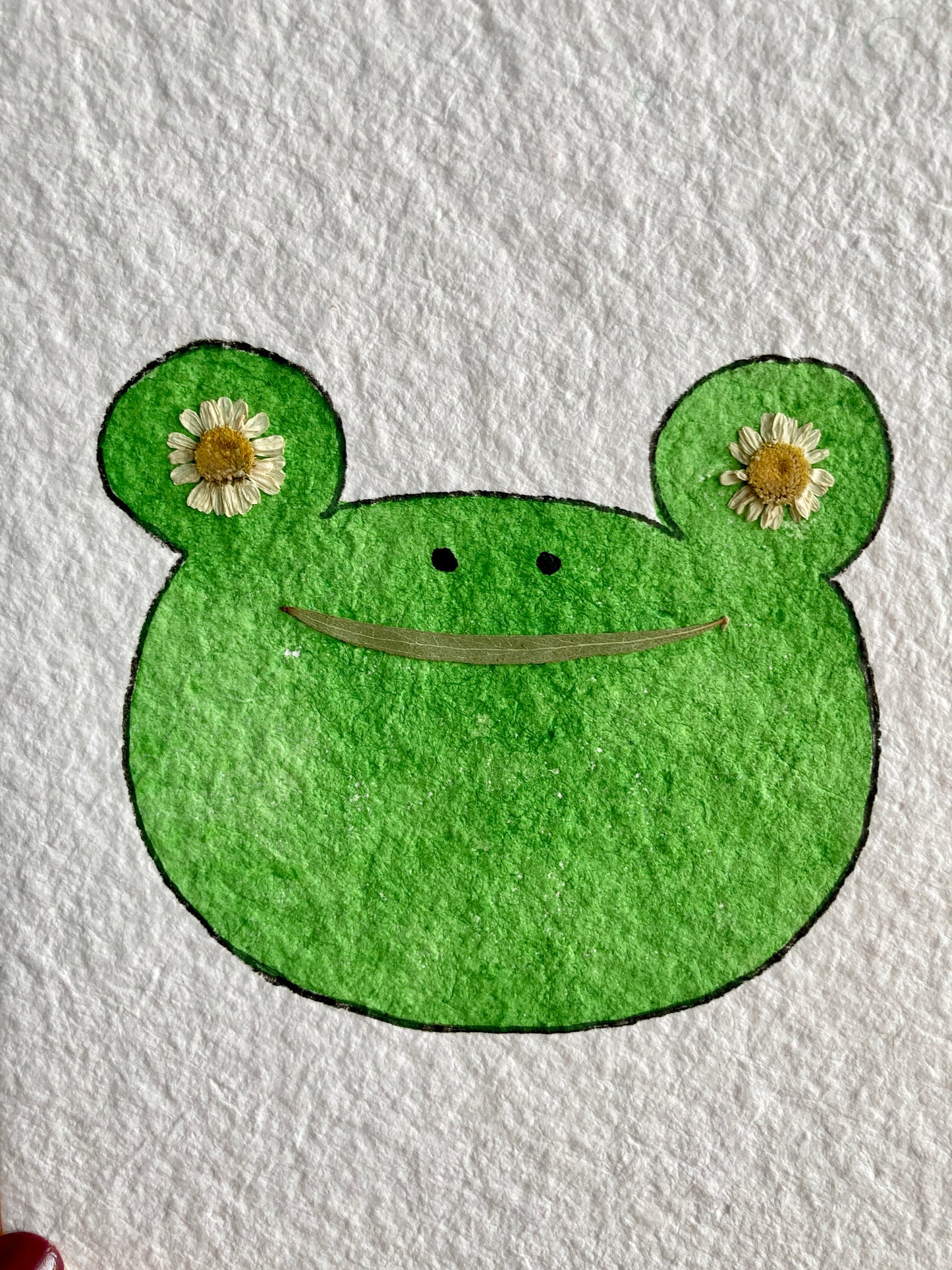 Watercolor & Pressed Flower Eye Frog