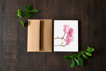 Magnolia Bloom Watercolor Card