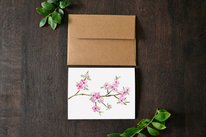Cherry Blossom Watercolor Card
