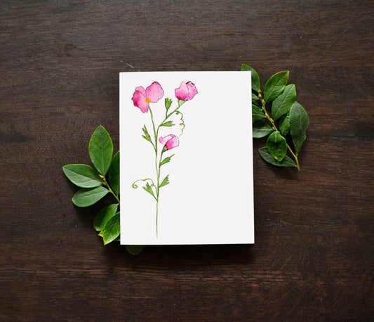 Sweet Pea Watercolor Greeting Card