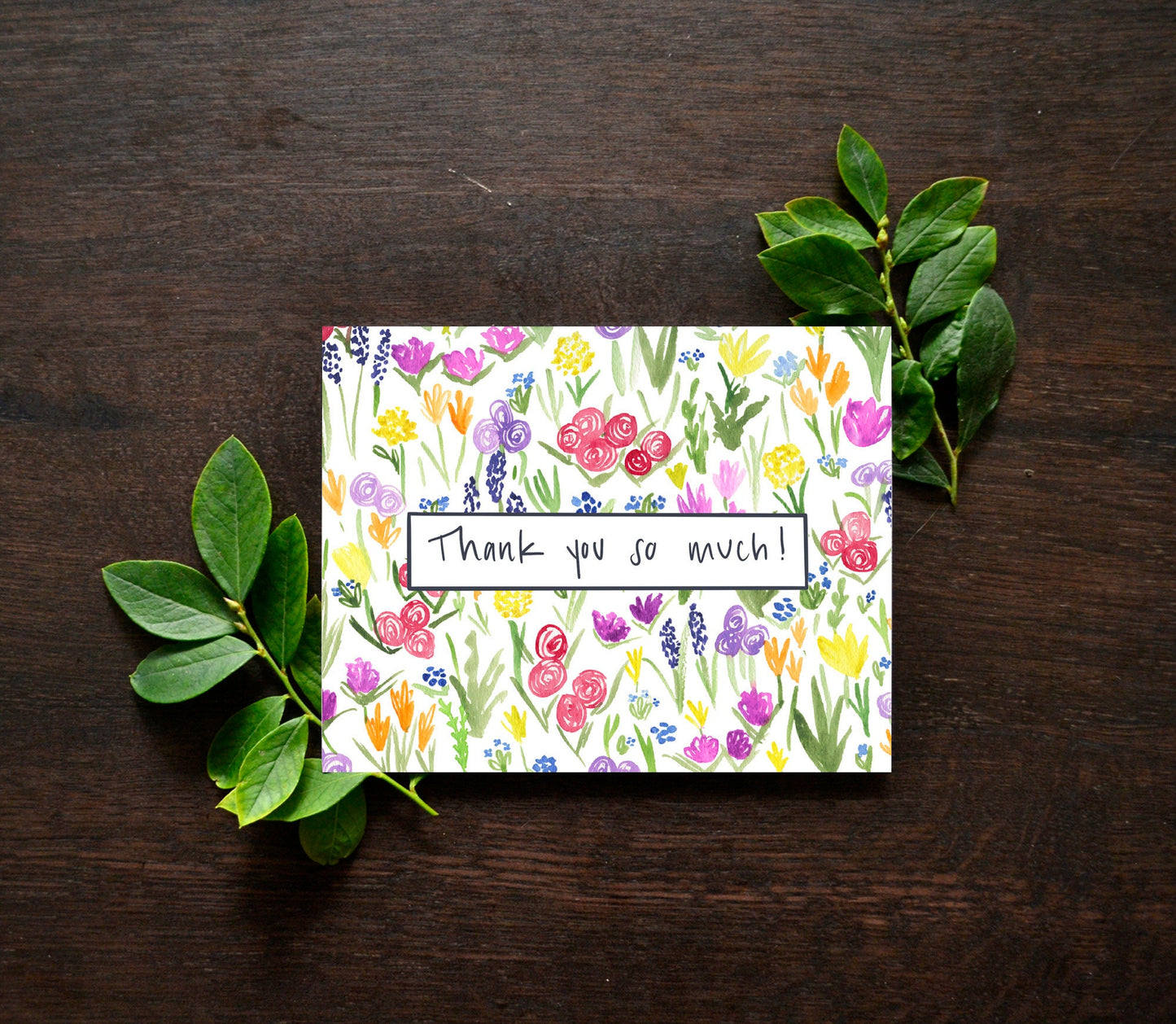 Floral Thank You Note Watercolor Card