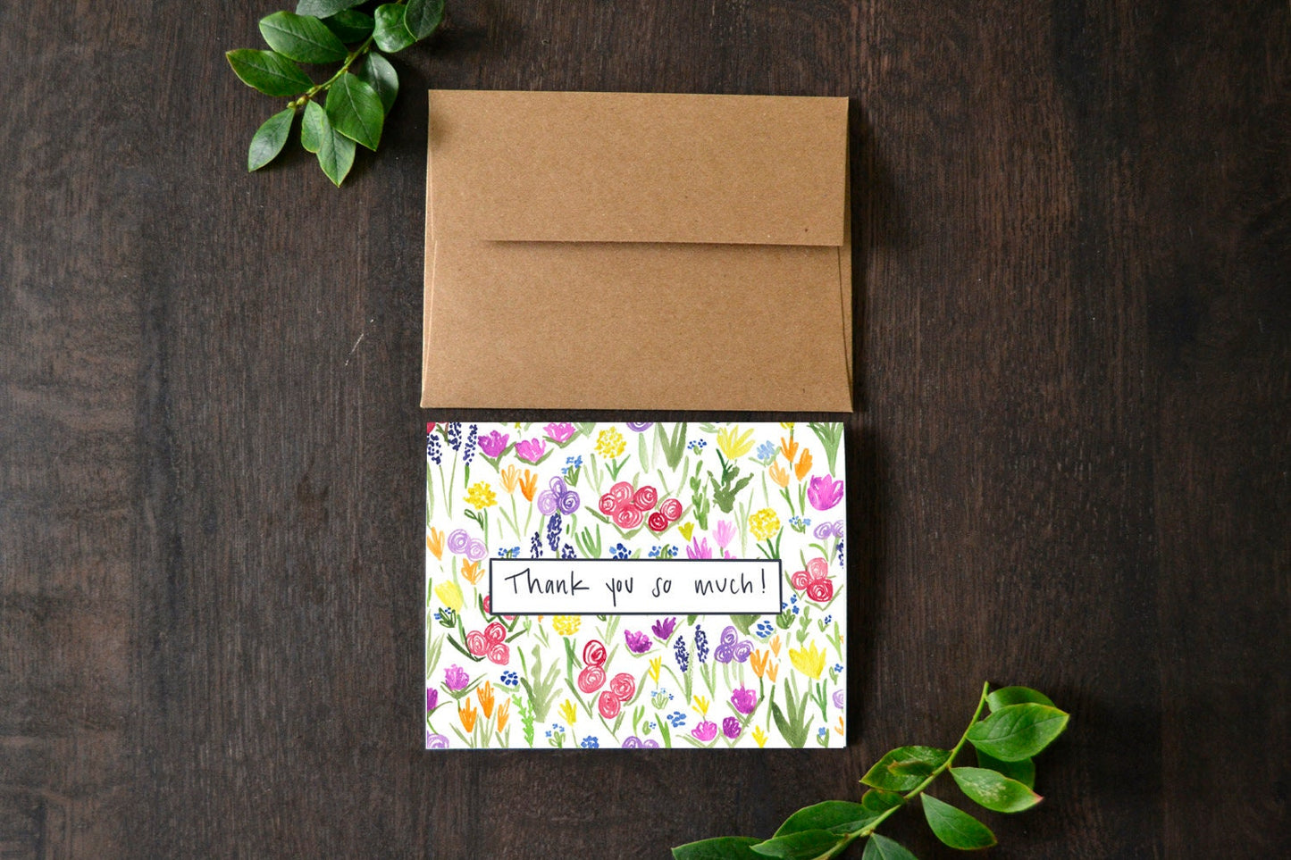 Floral Thank You Note Watercolor Card