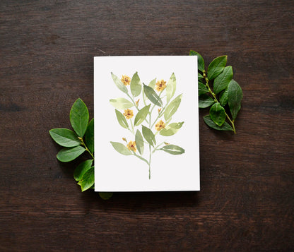 Leaves and Flowers Watercolor Card