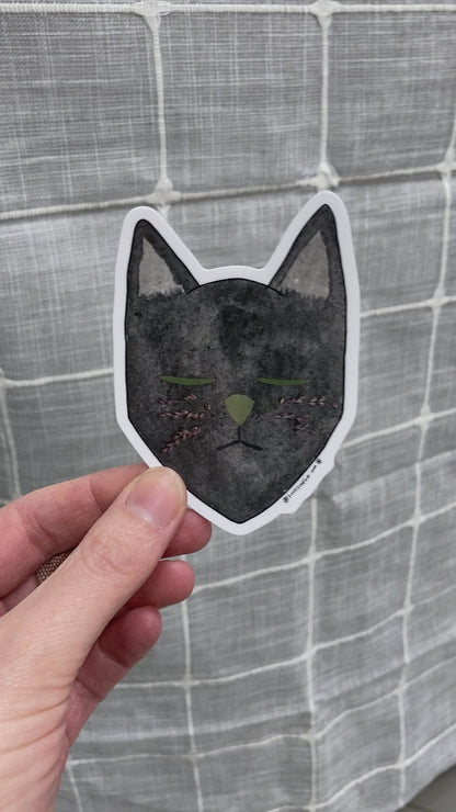 Flower Eye Black Cat Vinyl Sticker