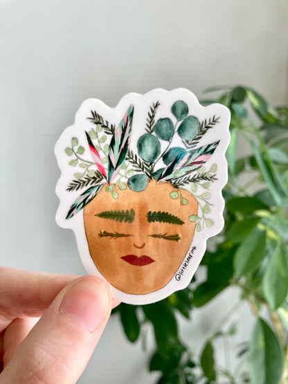 Botanical Face Vinyl Sticker